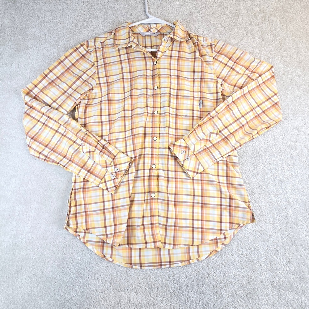 STIO Women's Eddy Long Sleeve Performance Shirt Size L Plaid Snap